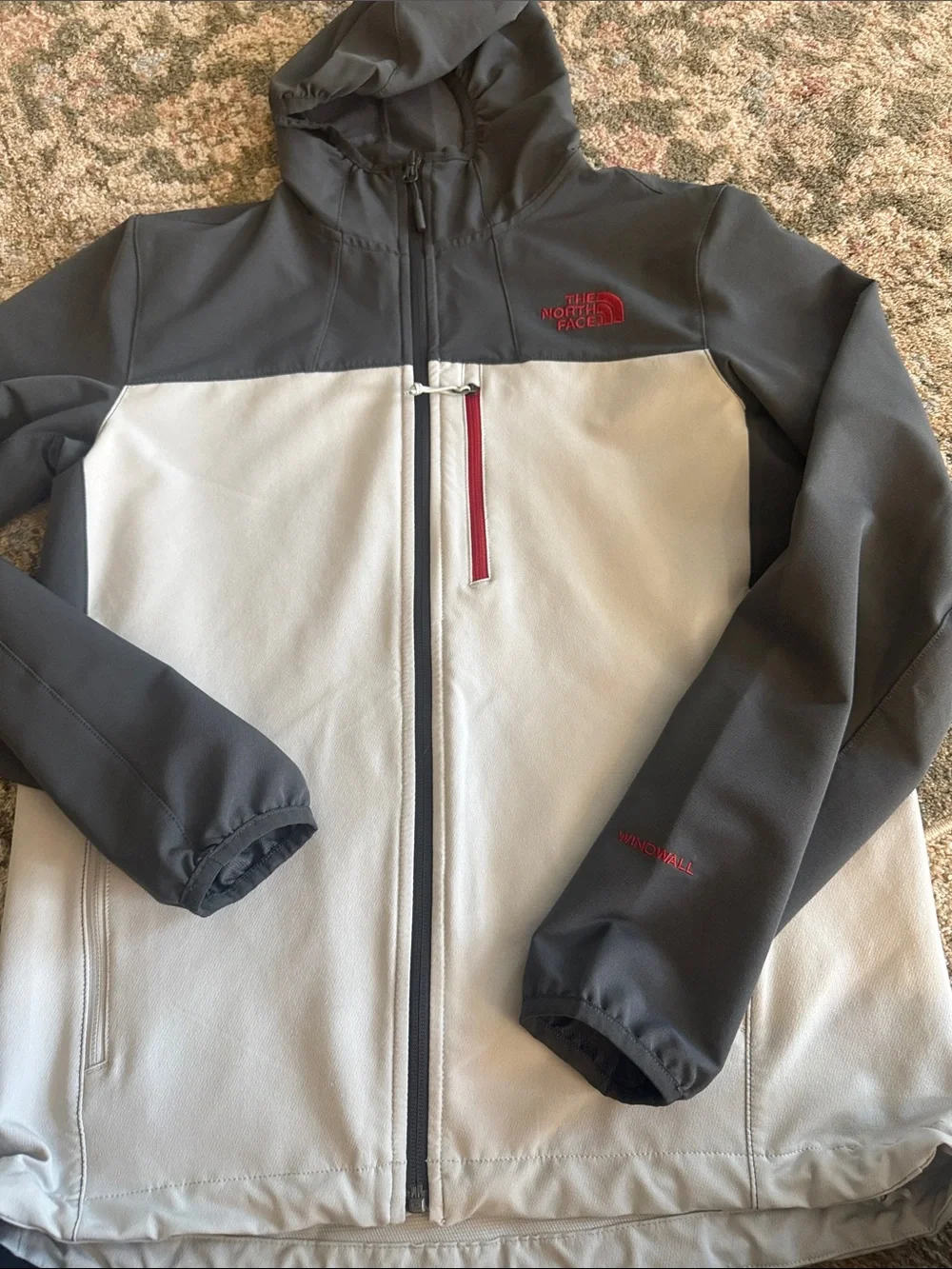 The North Face Men’s Hooded Two-Tone Softshell Jacket - Gray/Light Gray size S